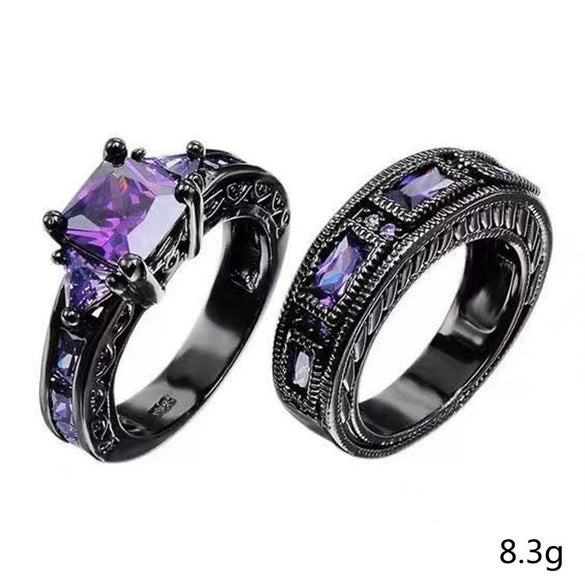 Minimalist Unisex Constellation Ring Zinc Alloy With Black Gold And Purple Zircon Retro Style