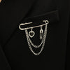 Minimalist Unisex Punk Hip Hop Heart Shaped Alloy Brooch With Paperclip Chain And Electroplating Process