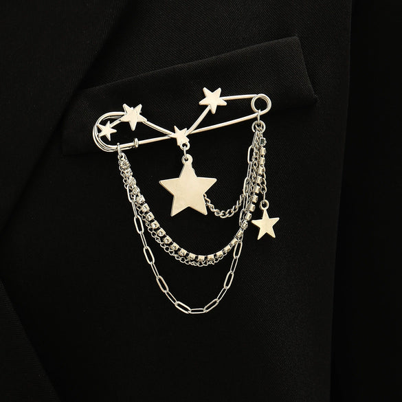 Minimalist Unisex Punk Hip Hop Heart Shaped Alloy Brooch With Paperclip Chain And Electroplating Process