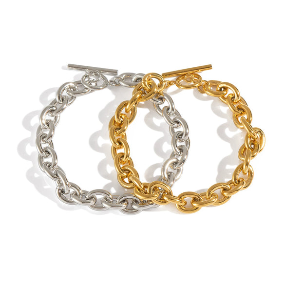Minimalist Versatile Chain Bracelet With Ot Clasp For Women Titanium Steel Flower Shaped Pvd Vacuum Real Gold Electroplated Nonfading Wholesale