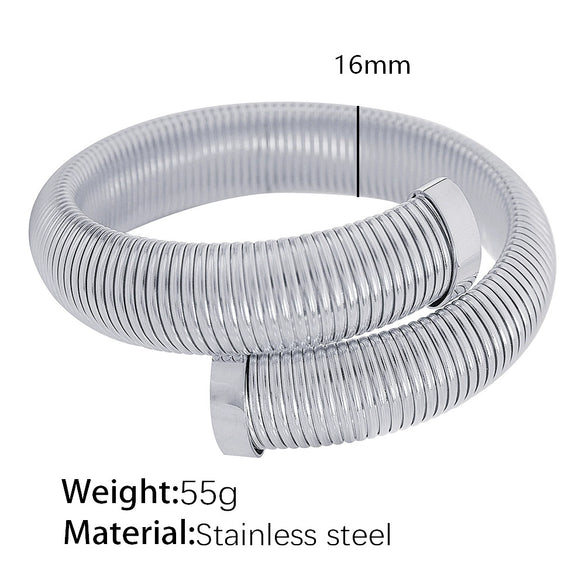Minimalist Vertical Stripes 316L Stainless Steel Open Adjustable Electroplating Bracelet For Men And Women