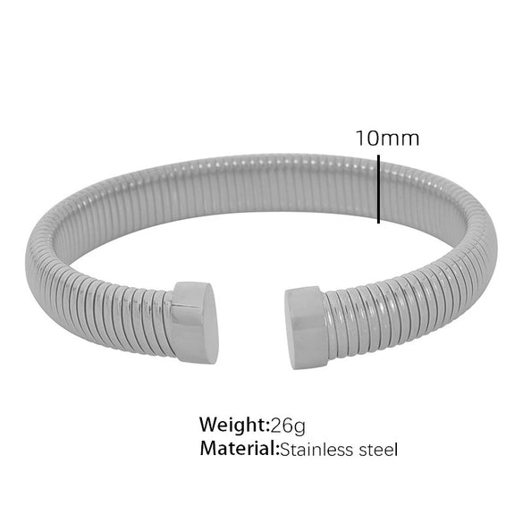 Minimalist Vertical Stripes 316L Stainless Steel Open Adjustable Electroplating Bracelet For Men And Women