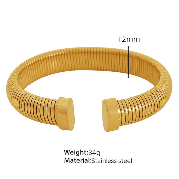Minimalist Vertical Stripes 316L Stainless Steel Open Adjustable Electroplating Bracelet For Men And Women