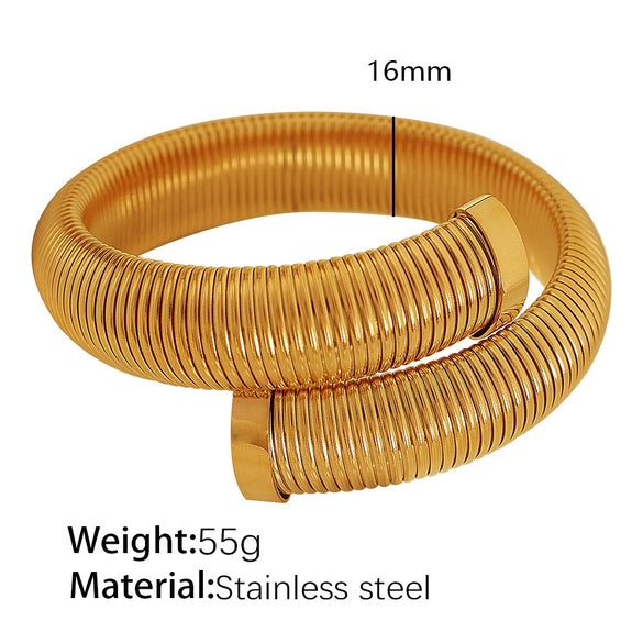 Minimalist Vertical Stripes 316L Stainless Steel Open Adjustable Electroplating Bracelet For Men And Women