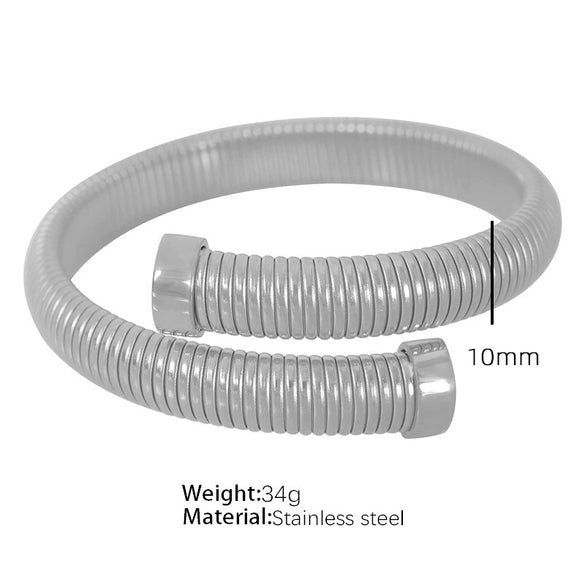Minimalist Vertical Stripes 316L Stainless Steel Open Adjustable Electroplating Bracelet For Men And Women