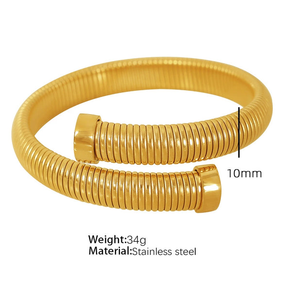 Minimalist Vertical Stripes 316L Stainless Steel Open Adjustable Electroplating Bracelet For Men And Women