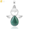 Minimalist Water Drop Angel Pendant Necklace Natural Crystal Stone And Electroplated Alloy Jewelry For Women