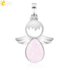Minimalist Water Drop Angel Pendant Necklace Natural Crystal Stone And Electroplated Alloy Jewelry For Women