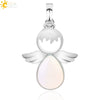 Minimalist Water Drop Angel Pendant Necklace Natural Crystal Stone And Electroplated Alloy Jewelry For Women