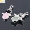 Minimalist Water Drop Angel Pendant Necklace Natural Crystal Stone And Electroplated Alloy Jewelry For Women