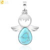 Minimalist Water Drop Angel Pendant Necklace Natural Crystal Stone And Electroplated Alloy Jewelry For Women