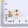 Minimalist Women's Natural Stone Earrings With Multicolor Convex Bean Design And Diamond Accent