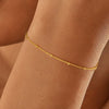 Minimalist Women's Stainless Steel Bead Bracelet With Line Pattern And 18K Gold Electroplated Finish