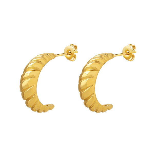 Minimalist Women's Thread Handmade Heavy Industry Casting Titanium Steel Earrings With Gold Plated Color Preservation And Geometric Design