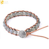 Minimalist Woven Leather Bracelet With Natural Stone And Zinc Alloy Electroplated Accessories Unisex Jewelry