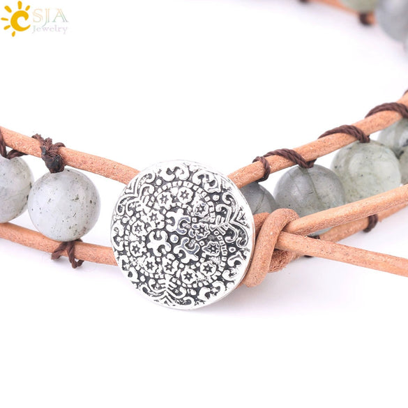 Minimalist Woven Leather Bracelet With Natural Stone And Zinc Alloy Electroplated Accessories Unisex Jewelry