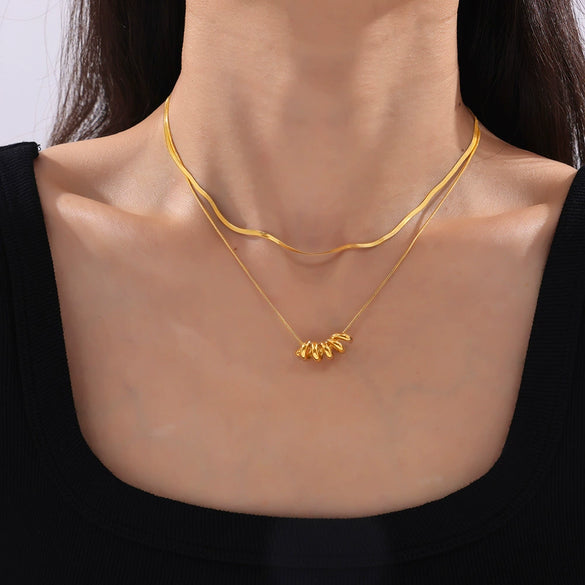 Minimalistic Snake Bone Chain Jewelry 316L Stainless Steel Necklace With Geometric Design And Electroplating