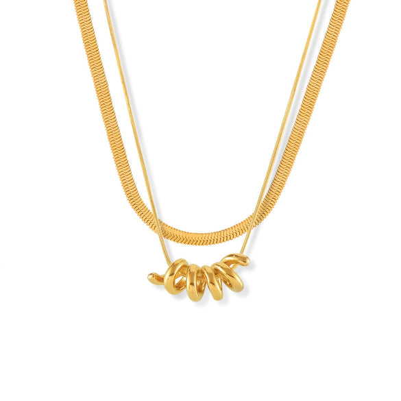 Minimalistic Snake Bone Chain Jewelry 316L Stainless Steel Necklace With Geometric Design And Electroplating