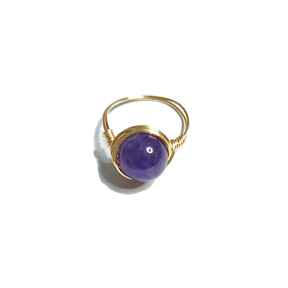 10Mm Natural Stone Amethyst Ring Handmade Woven Color Preserving Unisex Fashion Jewelry