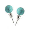 10Mm Round Bead Natural Stone Earrings Stone Crystal Earrings Turquoise Tiger Eye Silver Plated Women