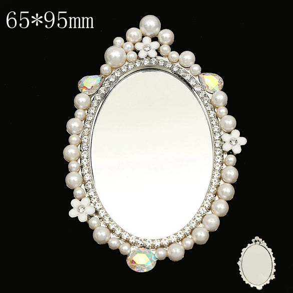 Mobile Phone Accessories Alloy Love Mirror Diamond Pearl Flower Electroplated