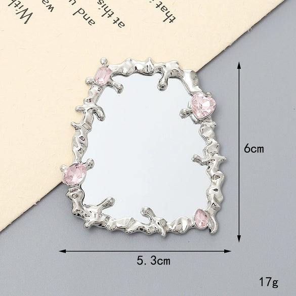 Mobile Phone Accessories Alloy Love Mirror Diamond Pearl Flower Electroplated