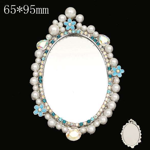 Mobile Phone Accessories Alloy Love Mirror Diamond Pearl Flower Electroplated