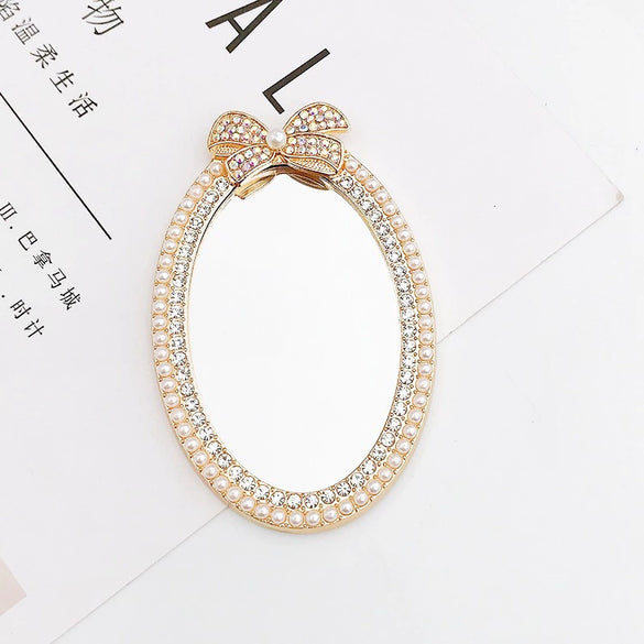 Mobile Phone Accessories Alloy Love Mirror Diamond Pearl Flower Electroplated