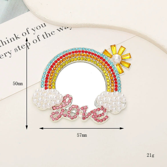 Mobile Phone Accessories Alloy Love Mirror Diamond Pearl Flower Electroplated