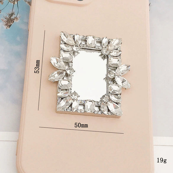 Mobile Phone Accessories Alloy Love Mirror Diamond Pearl Flower Electroplated
