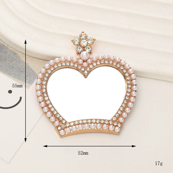 Mobile Phone Accessories Alloy Love Mirror Diamond Pearl Flower Electroplated