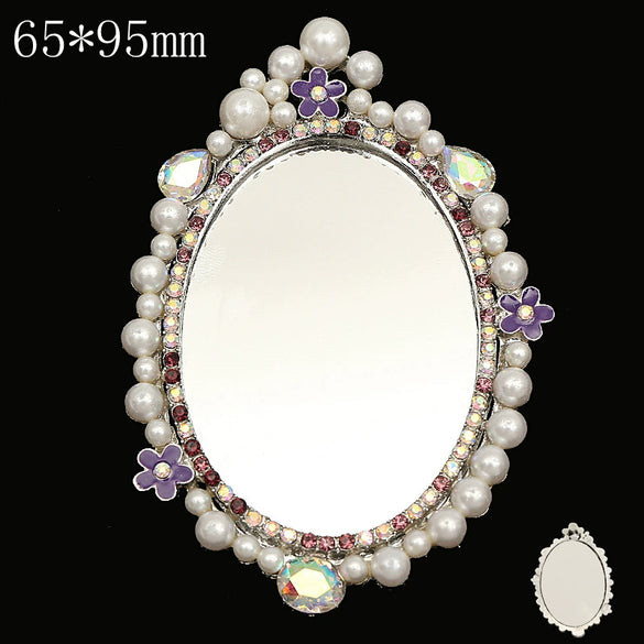 Mobile Phone Accessories Alloy Love Mirror Diamond Pearl Flower Electroplated