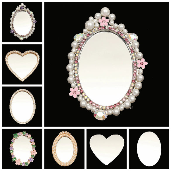 Mobile Phone Accessories Alloy Love Mirror Diamond Pearl Flower Electroplated