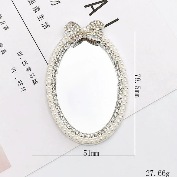 Mobile Phone Accessories Alloy Love Mirror Diamond Pearl Flower Electroplated