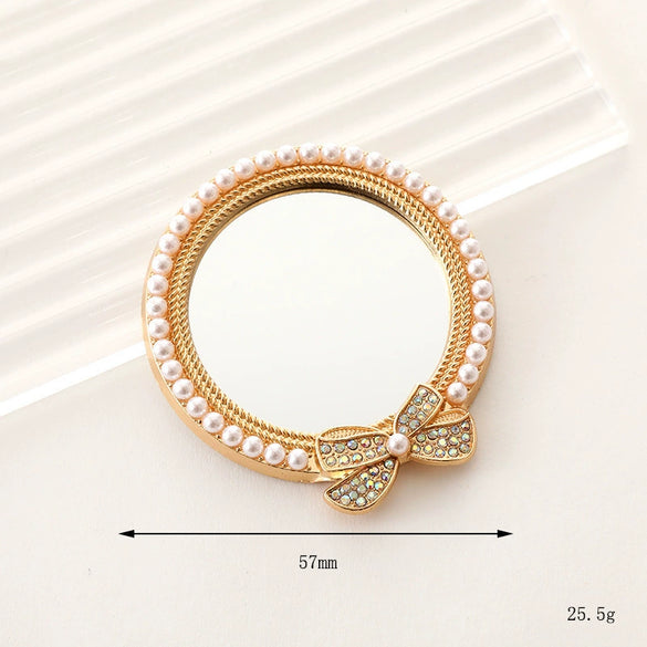Mobile Phone Accessories Alloy Love Mirror Diamond Pearl Flower Electroplated
