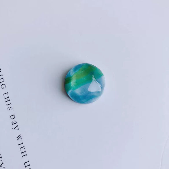 Mobile Phone Case Accessories Geometric Round Resin Patch With Oil Painting Wind Water Ripple Pattern