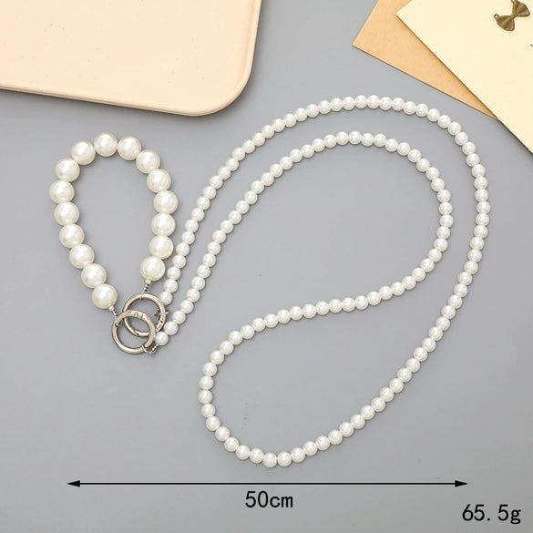 Mobile Phone Case Accessories Handheld Chain Crossbody Pearl Plastic Resin Hand Knitted