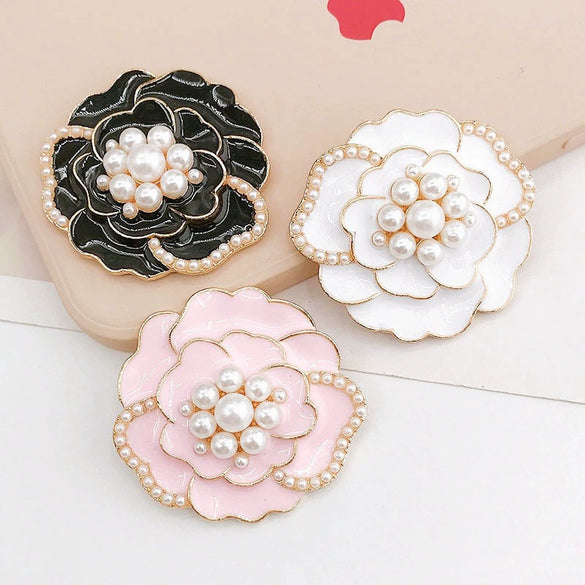 Mobile Phone Case Accessories Pearl Flower Metal Electroplating Decoration