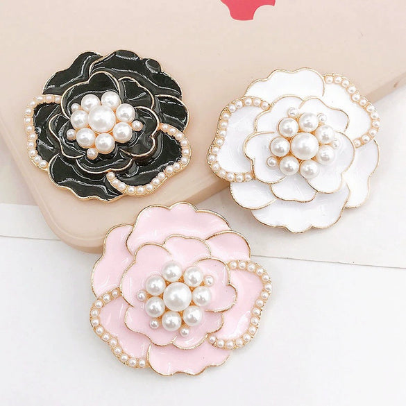 Mobile Phone Case Accessories Pearl Flower Metal Electroplating Decoration
