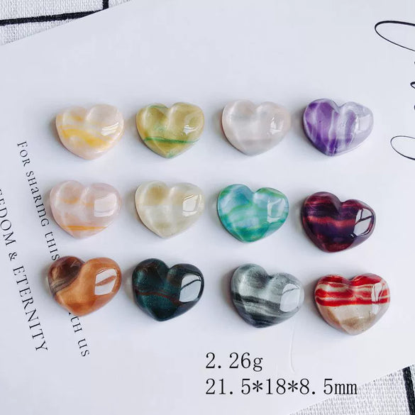 Mobile Phone Case Accessories Resin Peach Heart Oil Painting Water Ripple Asymmetrical Concave And Convex Flats Bottom Patch