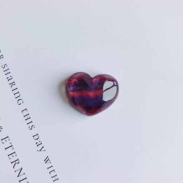 Mobile Phone Case Accessories Resin Peach Heart Oil Painting Water Ripple Asymmetrical Concave And Convex Flats Bottom Patch