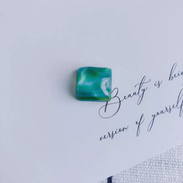 Mobile Phone Case Accessories Square Faceted Transparent Geometric Oil Painting Style Resin Plastic Patch