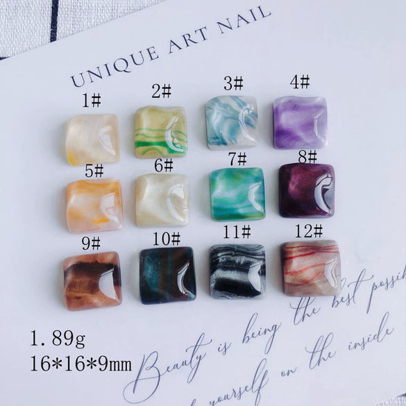 Mobile Phone Case Accessories Square Faceted Transparent Geometric Oil Painting Style Resin Plastic Patch