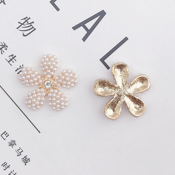 Mobile Phone Case Accessories Zinc Alloy Pearl Fivepetal Flower Handmade