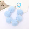 Mobile Phone Case Bag Pendant For Women Plush Fur Ball Handmade Beaded Portable Chain Short Wrist Strap