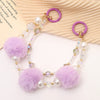 Mobile Phone Case Bag Pendant For Women Plush Fur Ball Handmade Beaded Portable Chain Short Wrist Strap