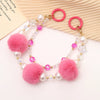 Mobile Phone Case Bag Pendant For Women Plush Fur Ball Handmade Beaded Portable Chain Short Wrist Strap