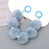 Mobile Phone Case Bag Pendant For Women Plush Fur Ball Handmade Beaded Portable Chain Short Wrist Strap