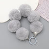 Mobile Phone Case Bag Pendant For Women Plush Fur Ball Handmade Beaded Portable Chain Short Wrist Strap
