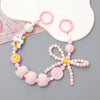 Mobile Phone Case Bag Pendant For Women Plush Fur Ball Handmade Beaded Portable Chain Short Wrist Strap